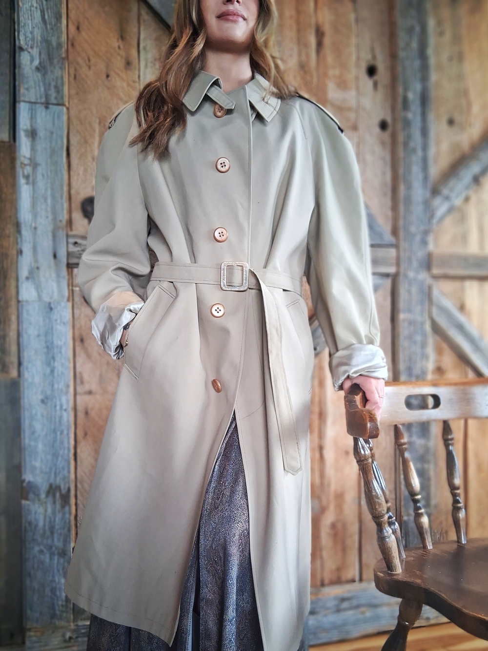 Vintage 1980s TIVOL Belted Trench Coat — Made in Czechoslovakia